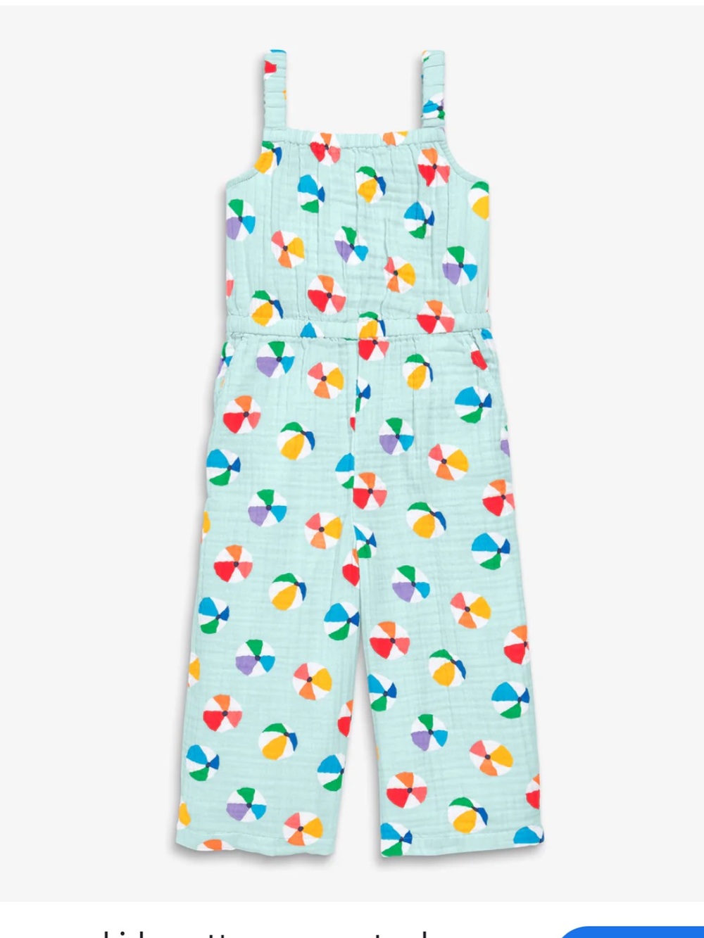 Primary Light Blue Sleeveless Jumpsuit with Colorful Bow Motif